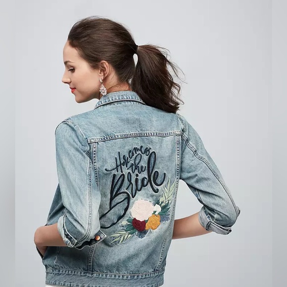 ThreeTwoOne Jackets & Blazers - ThreeTwoOne "Here Comes the Bride" Embroidered Demin Jacket (Size M) NWOT